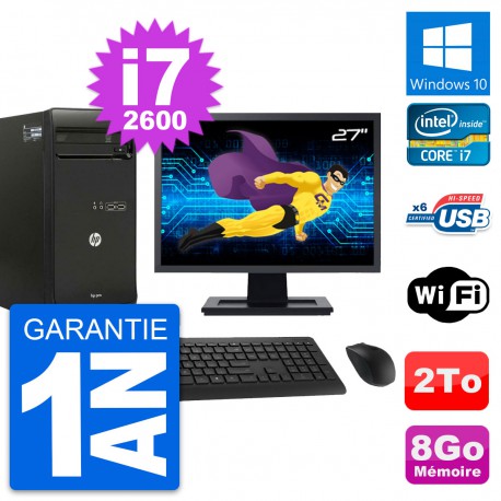 PC Tour HP Pro 3400 MT Ecran 27" Core i7-2600 RAM 8Go Disque 2To Windows 10 Wifi