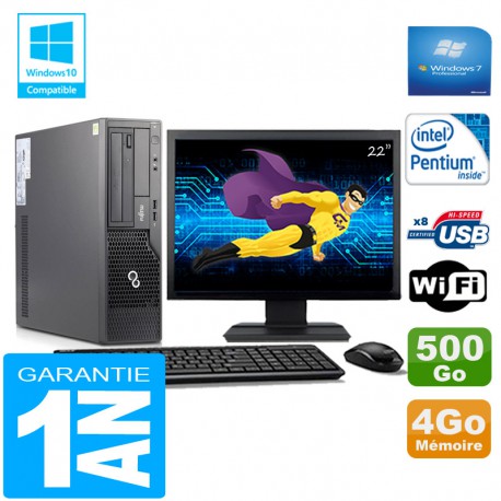 PC Fujitsu Esprimo E500 E85+ SFF G640 RAM 4Go Disque 500Go Wifi W7 Ecran 22"
