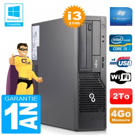 PC Fujitsu Esprimo E500 E85+ SFF Core I3-2100 RAM 4Go Disque 2 To Wifi W7