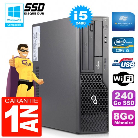 PC Fujitsu Esprimo E500 E85+ SFF Core I5-2400 RAM 8Go Disque 240 Go SSD Wifi W7