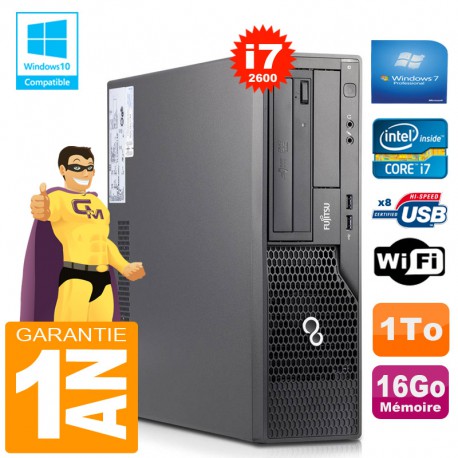 PC Fujitsu Esprimo E500 E85+ SFF Core I7-2600 RAM 16Go Disque 1 To Wifi W7