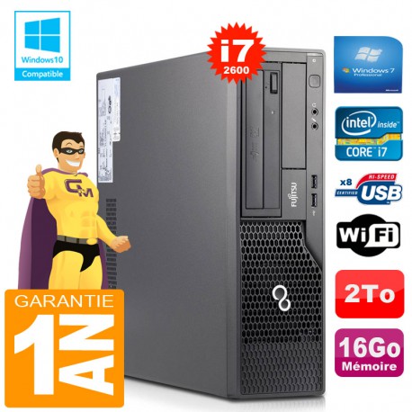 PC Fujitsu Esprimo E500 E85+ SFF Core I7-2600 RAM 16Go Disque 2 To Wifi W7