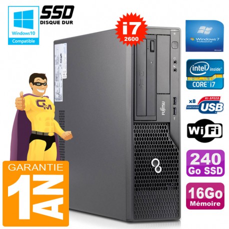 PC Fujitsu Esprimo E500 E85+ SFF Core I7-2600 RAM 16Go Disque 240 Go SSD Wifi W7
