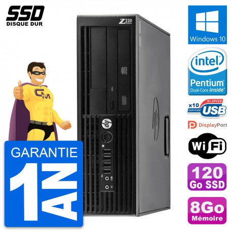 PC HP WorkStation Z220 SFF Intel Pentium G2020 RAM 8Go SSD 120Go Windows 10 Wifi