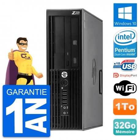 PC HP WorkStation Z220 SFF Pentium G2020 RAM 32Go Disque Dur 1To Windows 10 Wifi