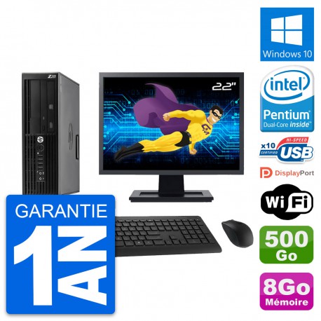 PC HP WorkStation Z220 SFF Ecran 22" G2020 RAM 8Go Disque 500Go Windows 10 Wifi