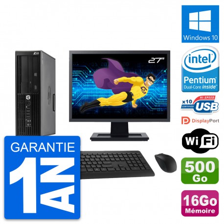 PC HP WorkStation Z220 SFF Ecran 27" G2020 RAM 16Go Disque 500Go Windows 10 Wifi