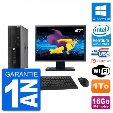 PC HP WorkStation Z220 SFF Ecran 27" G2020 RAM 16Go Disque 1To Windows 10 Wifi
