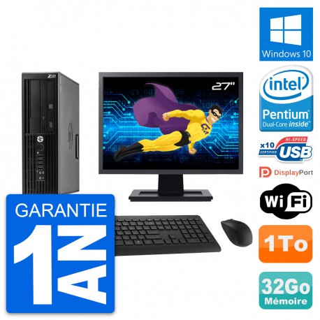 PC HP WorkStation Z220 SFF Ecran 27" G2020 RAM 32Go Disque 1To Windows 10 Wifi