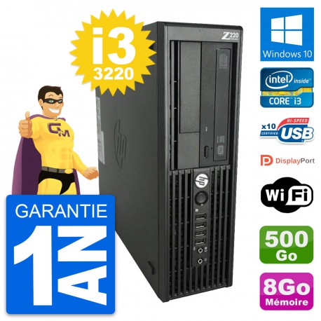 PC HP WorkStation Z220 SFF Core i3-3220 RAM 8Go Disque Dur 500Go Windows 10 Wifi