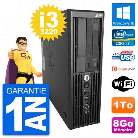 PC HP WorkStation Z220 SFF Core i3-3220 RAM 8Go Disque Dur 1To Windows 10 Wifi