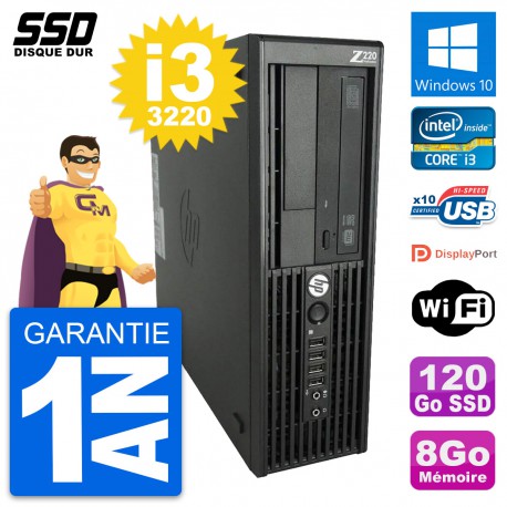 PC HP WorkStation Z220 SFF Intel Core i3-3220 RAM 8Go SSD 120Go Windows 10 Wifi