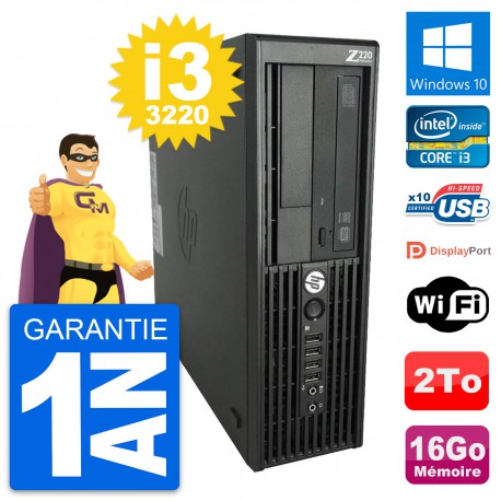 PC HP WorkStation Z220 SFF Core i3-3220 RAM 16Go Disque Dur 2To Windows 10 Wifi