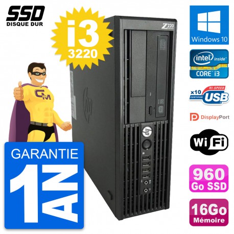 PC HP WorkStation Z220 SFF Intel Core i3-3220 RAM 16Go SSD 960Go Windows 10 Wifi