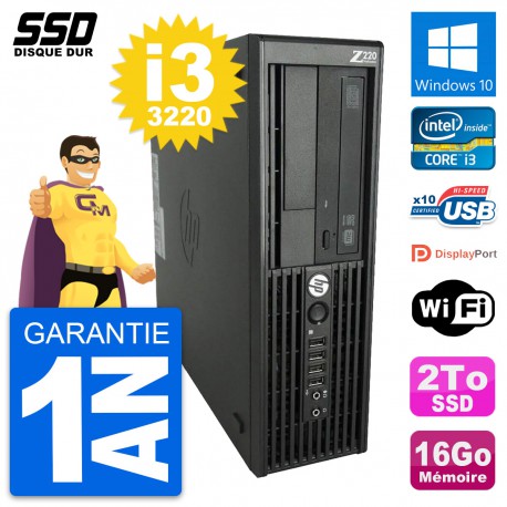 PC HP WorkStation Z220 SFF Intel Core i3-3220 RAM 16Go SSD 2To Windows 10 Wifi
