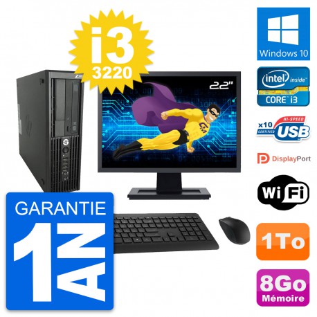 PC HP WorkStation Z220 SFF Ecran 22" i3-3220 RAM 8Go Disque 1To Windows 10 Wifi