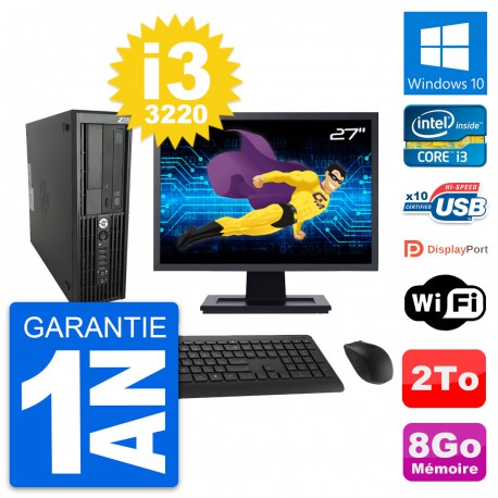PC HP WorkStation Z220 SFF Ecran 27" i3-3220 RAM 8Go Disque 2To Windows 10 Wifi