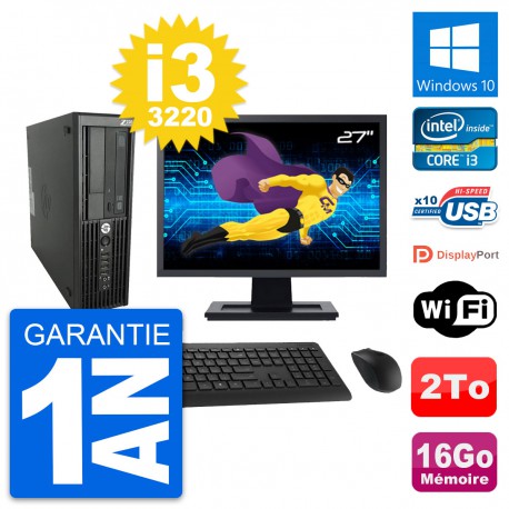 PC HP WorkStation Z220 SFF Ecran 27" i3-3220 RAM 16Go Disque 2To Windows 10 Wifi