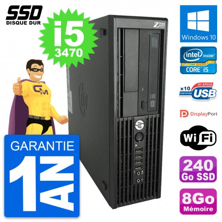 PC HP WorkStation Z220 SFF Intel Core i5-3470 RAM 8Go SSD 240Go Windows 10 Wifi
