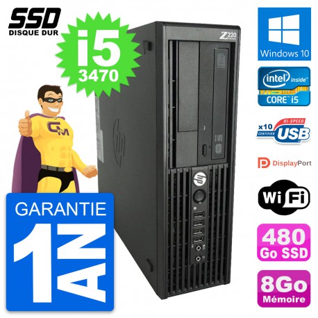 PC HP WorkStation Z220 SFF Intel Core i5-3470 RAM 8Go SSD 480Go Windows 10 Wifi