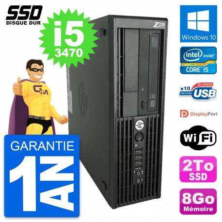 PC HP WorkStation Z220 SFF Intel Core i5-3470 RAM 8Go SSD 2To Windows 10 Wifi