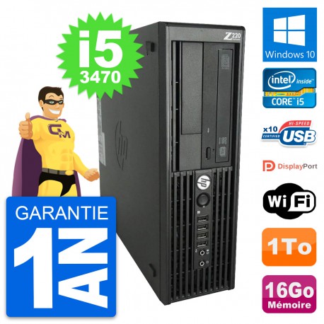PC HP WorkStation Z220 SFF Core i5-3470 RAM 16Go Disque Dur 1To Windows 10 Wifi