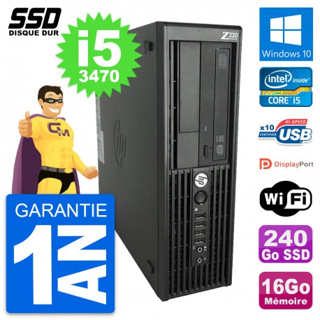 PC HP WorkStation Z220 SFF Intel Core i5-3470 RAM 16Go SSD 240Go Windows 10 Wifi