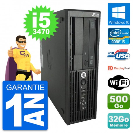 PC HP WorkStation Z220 SFF Core i5-3470 RAM 32Go Disque 500Go Windows 10 Wifi