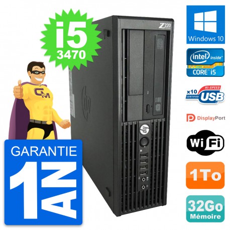 PC HP WorkStation Z220 SFF Core i5-3470 RAM 32Go Disque Dur 1To Windows 10 Wifi