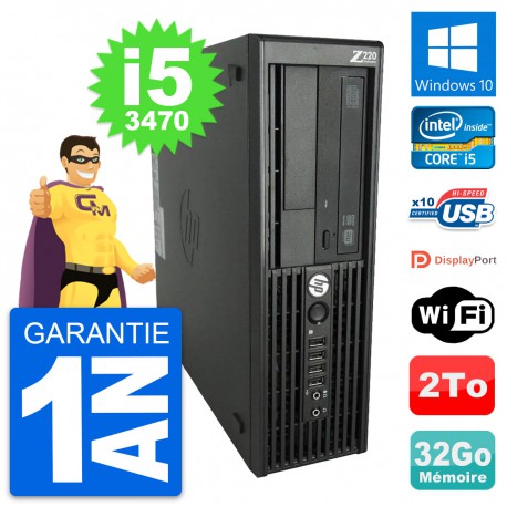 PC HP WorkStation Z220 SFF Core i5-3470 RAM 32Go Disque Dur 2To Windows 10 Wifi