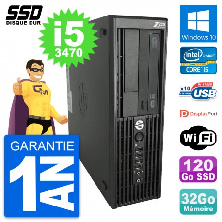 PC HP WorkStation Z220 SFF Intel Core i5-3470 RAM 32Go SSD 120Go Windows 10 Wifi