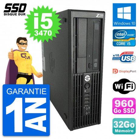PC HP WorkStation Z220 SFF Intel Core i5-3470 RAM 32Go SSD 960Go Windows 10 Wifi