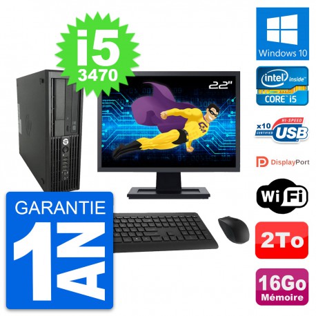 PC HP WorkStation Z220 SFF Ecran 22" i5-3470 RAM 16Go Disque 2To Windows 10 Wifi