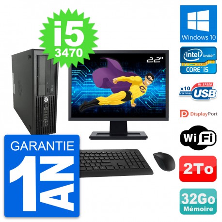 PC HP WorkStation Z220 SFF Ecran 22" i5-3470 RAM 32Go Disque 2To Windows 10 Wifi