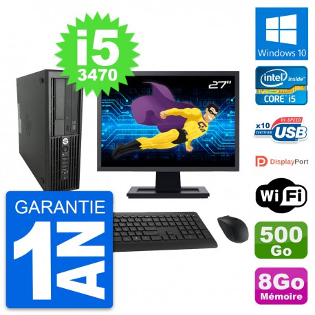 PC HP Z220 SFF Ecran 27" Intel i5-3470 RAM 8Go Disque Dur 500Go Windows 10 Wifi