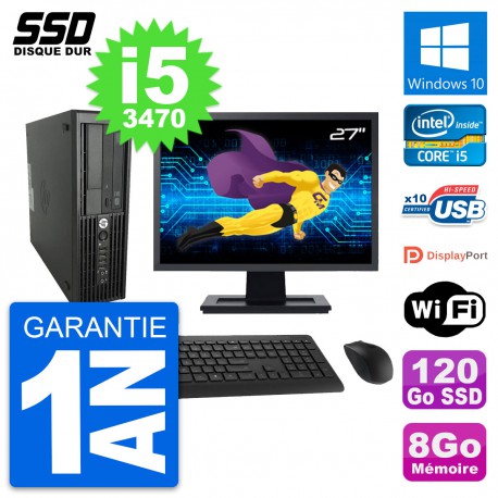 PC HP WorkStation Z220 SFF Ecran 27" i5-3470 RAM 8Go SSD 120Go Windows 10 Wifi
