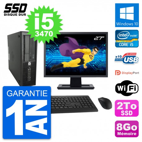 PC HP WorkStation Z220 SFF Ecran 27" i5-3470 RAM 8Go SSD 2To Windows 10 Wifi