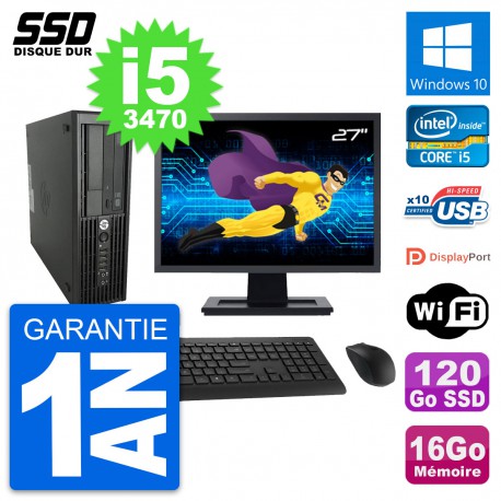 PC HP WorkStation Z220 SFF Ecran 27" i5-3470 RAM 16Go SSD 120Go Windows 10 Wifi