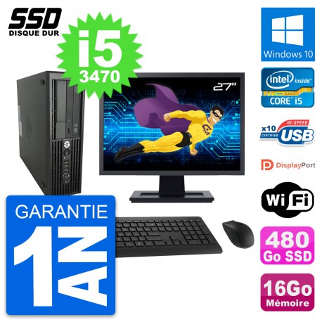 PC HP WorkStation Z220 SFF Ecran 27" i5-3470 RAM 16Go SSD 480Go Windows 10 Wifi
