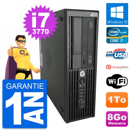 PC HP WorkStation Z220 SFF Core i7-3770 RAM 8Go Disque Dur 1To Windows 10 Wifi