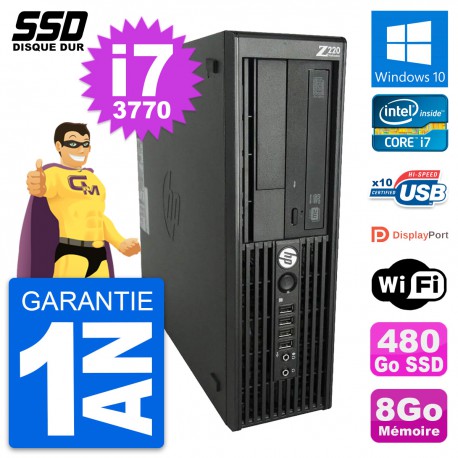 PC HP WorkStation Z220 SFF Intel Core i7-3770 RAM 8Go SSD 480Go Windows 10 Wifi