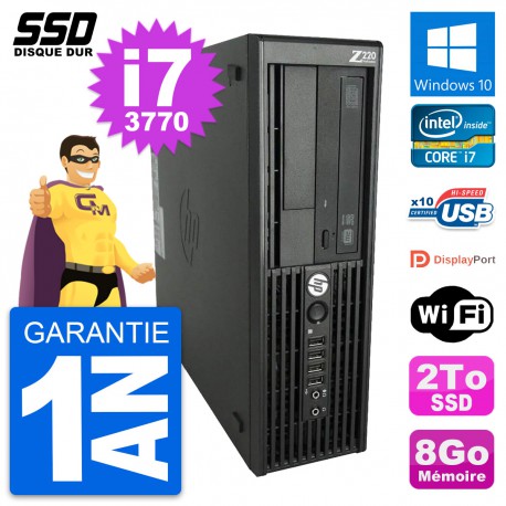PC HP WorkStation Z220 SFF Intel Core i7-3770 RAM 8Go SSD 2To Windows 10 Wifi