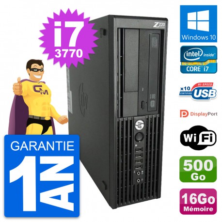 PC HP WorkStation Z220 SFF Core i7-3770 RAM 16Go Disque 500Go Windows 10 Wifi
