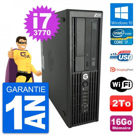 PC HP WorkStation Z220 SFF Core i7-3770 RAM 16Go Disque Dur 2To Windows 10 Wifi