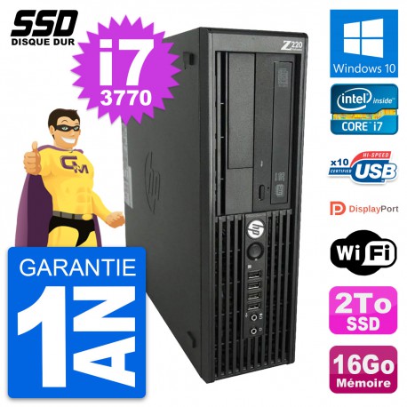 PC HP WorkStation Z220 SFF Intel Core i7-3770 RAM 16Go SSD 2To Windows 10 Wifi