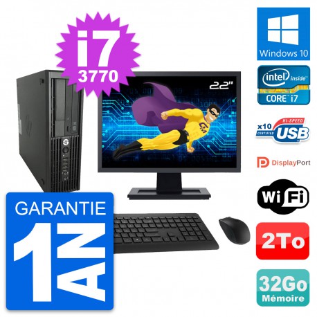 PC HP WorkStation Z220 SFF Ecran 22" i7-3770 RAM 32Go Disque 2To Windows 10 Wifi