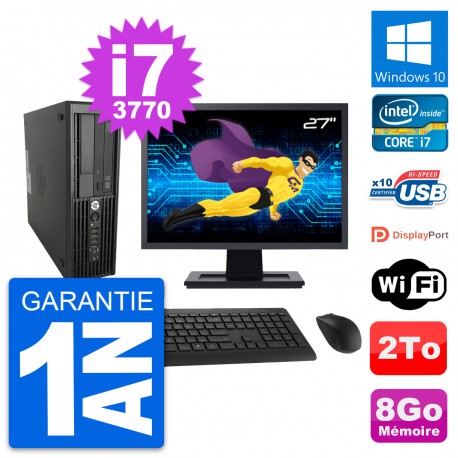 PC HP WorkStation Z220 SFF Ecran 27" i7-3770 RAM 8Go Disque 2To Windows 10 Wifi