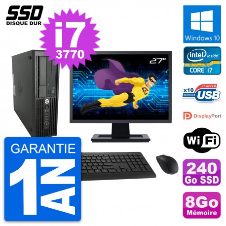 PC HP WorkStation Z220 SFF Ecran 27" i7-3770 RAM 8Go SSD 240Go Windows 10 Wifi