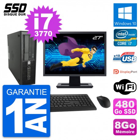 PC HP WorkStation Z220 SFF Ecran 27" i7-3770 RAM 8Go SSD 480Go Windows 10 Wifi