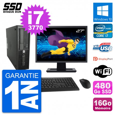 PC HP WorkStation Z220 SFF Ecran 27" i7-3770 RAM 16Go SSD 480Go Windows 10 Wifi